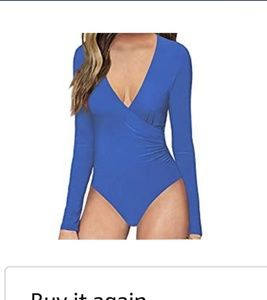 Cornflower blue wrap bodysuit snap enclosure